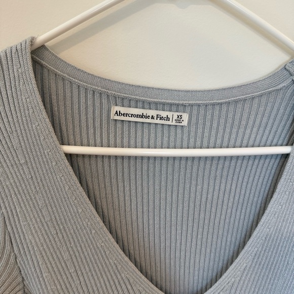 Abercrombie & Fitch baby blue Ribbed Asymmetrical Bodysuit - Picture 2 of 4